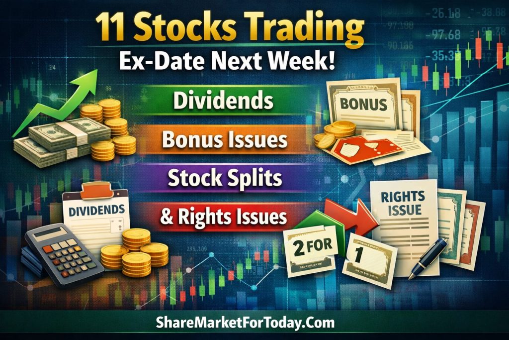 11 Stocks Trading Ex-Date Next Week: Dividends, Bonus Issues, Stock Splits & Rights Issues