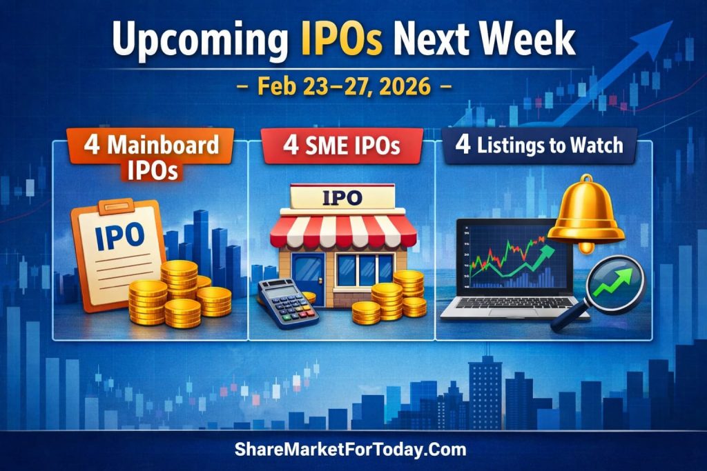 Upcoming IPOs Next Week: 4 Mainboard, 4 SME Issues & 4 Listings to Watch (Feb 23–27, 2026)